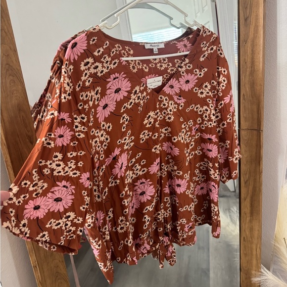 BNWT Madewell Floral Novel Tie-Front Top in Hillside Daisies - Picture 3 of 4